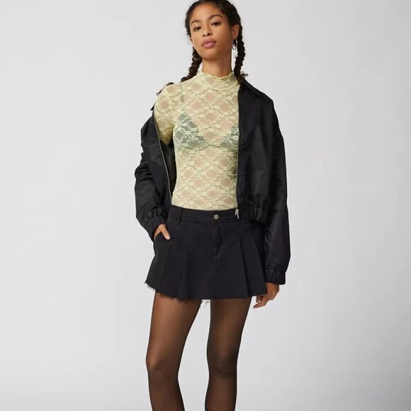 NWT UO Out From Under Luna Sheer Lace Lime Green Mock Neck Top - Picture 4 of 5